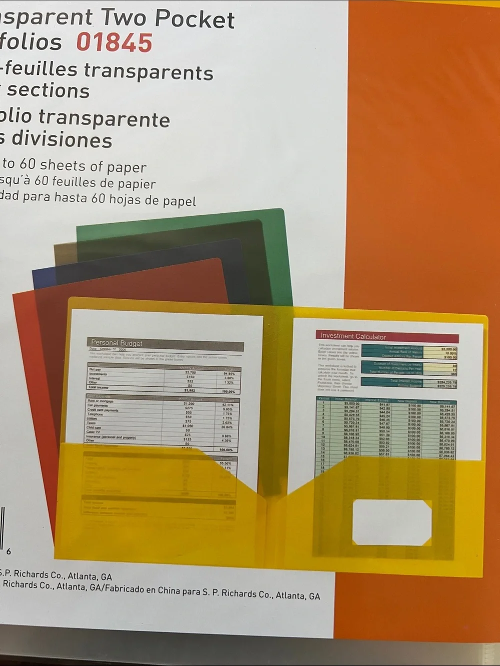 Sparco Clear Two-Pocket Plastic Folders - Transparent (8 packages w 5 folders)